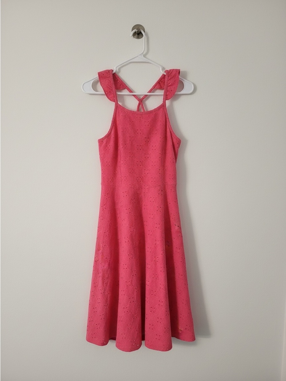 Bright Pink Eyelet Girls Sundress